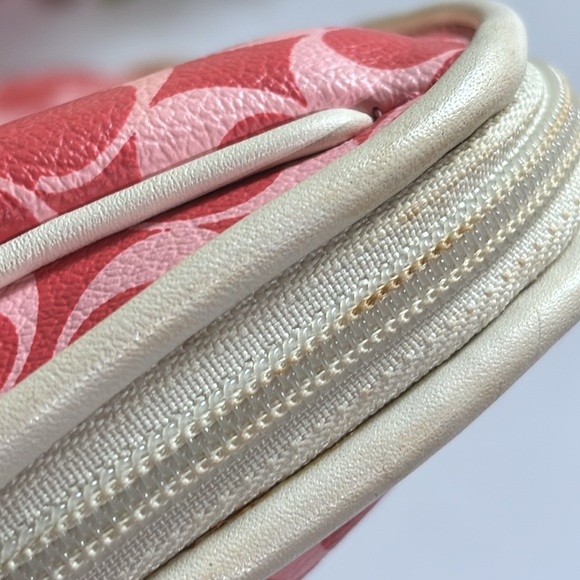 Coach Coated Canvas Pink Red Cosmetics Pouch 9” Coach coated Canvas Travel - Picture 6 of 16